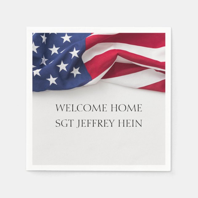 Welcome Home USA Flag Military Party Napkins (Front)