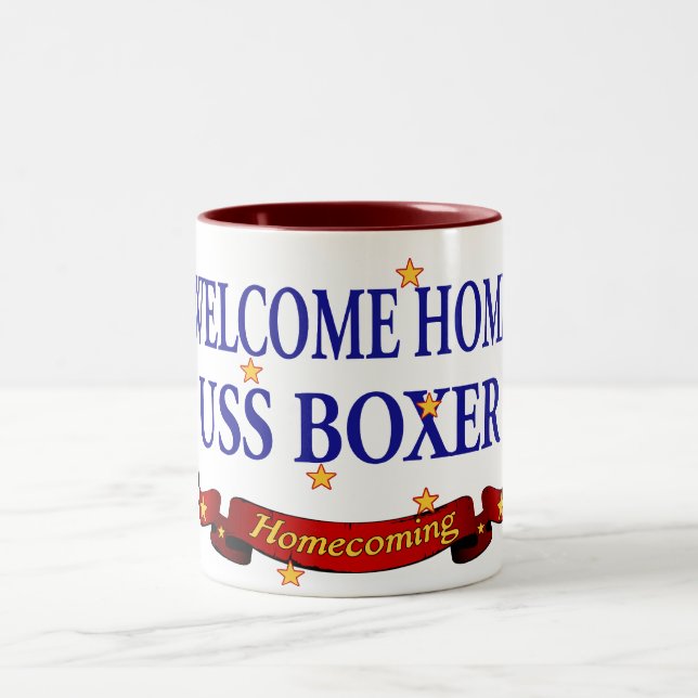 Welcome Home USS Boxer Two-Tone Coffee Mug (Center)