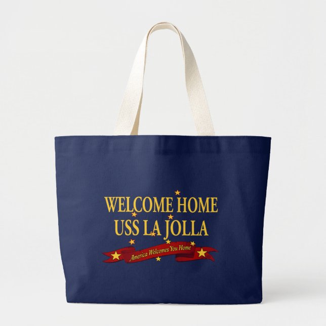 Welcome Home USS La Jolla Large Tote Bag (Front)