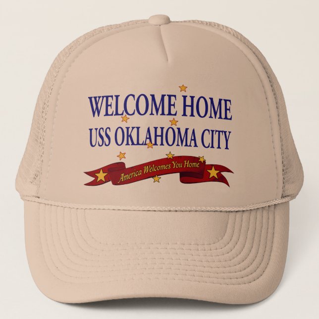 Welcome Home USS Oklahoma City Trucker Hat (Front)
