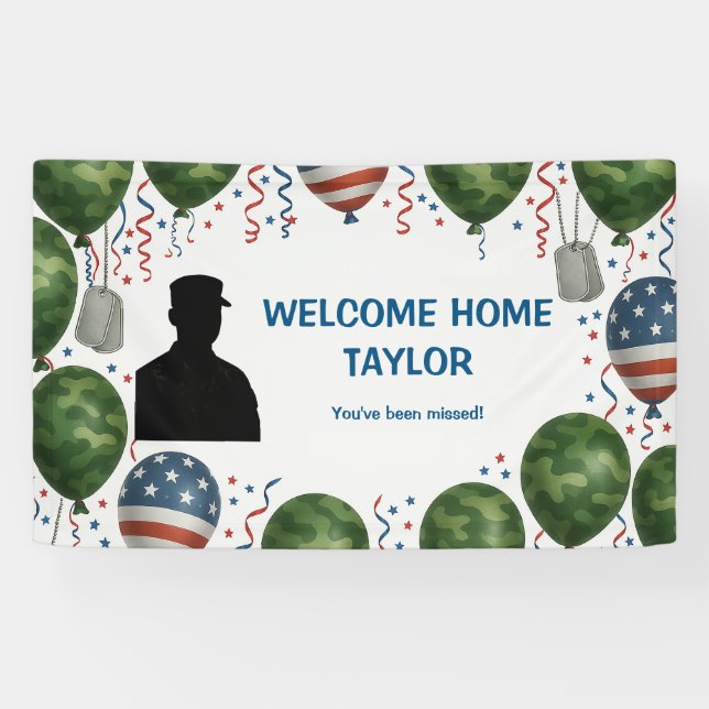 Welcome Home Veteran Banner – Patriotic Camo  (Horizontal)