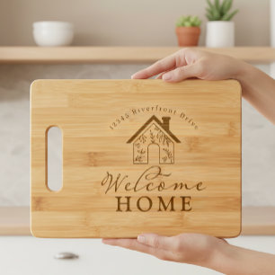Welcome Home w/ Personalized Address New Home Engraved Cutting Board