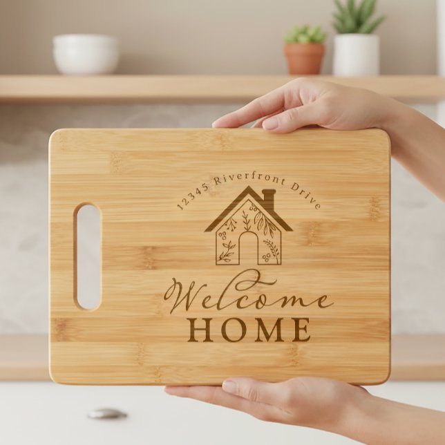 Welcome Home w/ Personalized Address New Home Engraved Cutting Board (Creator Uploaded)
