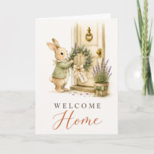 Welcome Home Watercolor Bunny New Home Greeting