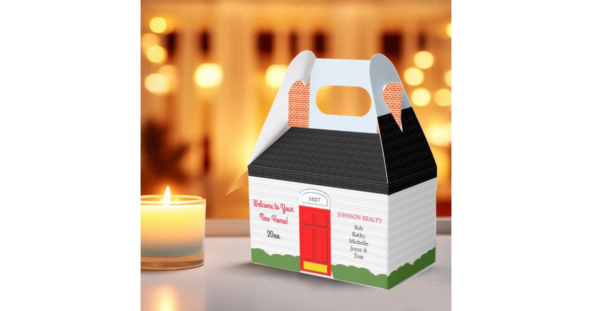 Welcome Home White House Black Roof Housewarming Favor Boxes | Zazzle