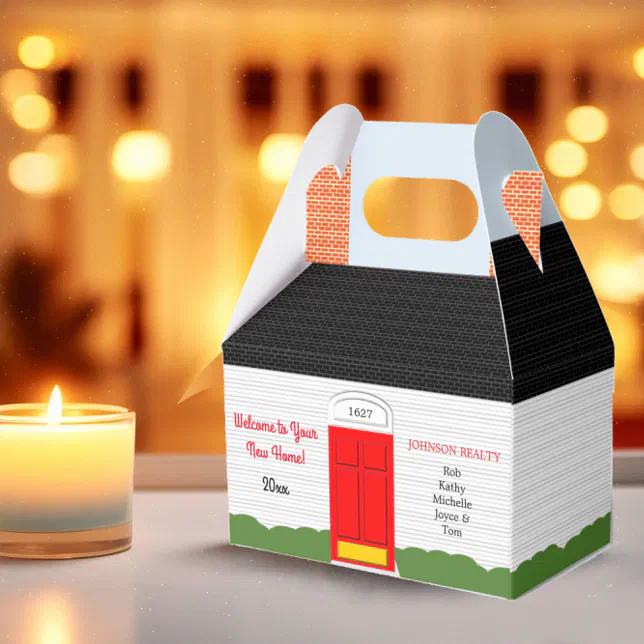 Welcome Home White House Black Roof Housewarming Favor Boxes | Zazzle