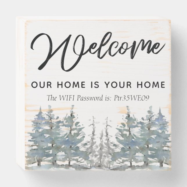 Welcome home wifi password wooden box sign (Front Horizontal)