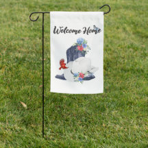 Welcome Home with Cowboy Boots/Hat & Flowers/Birds