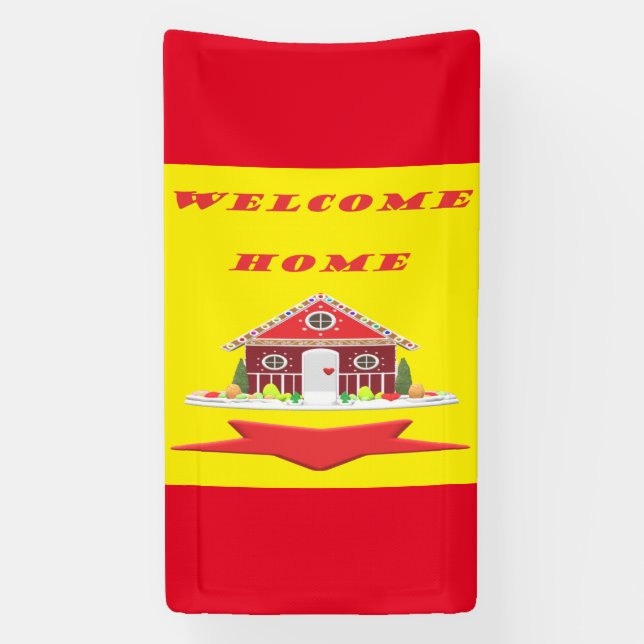 Welcome home with house red yellow colors        b banner (Vertical)