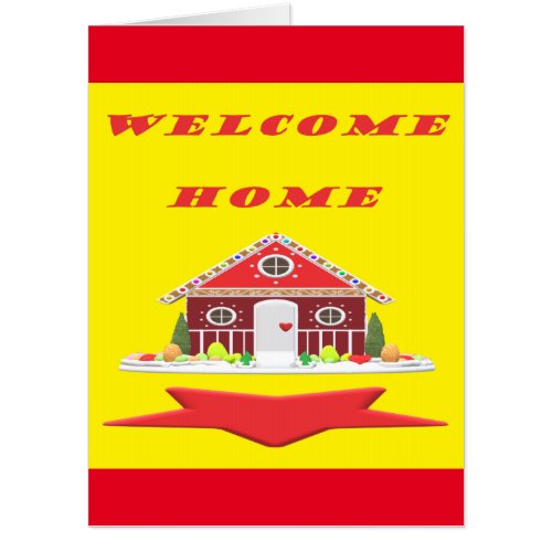 Welcome home with house red yellow colors       card