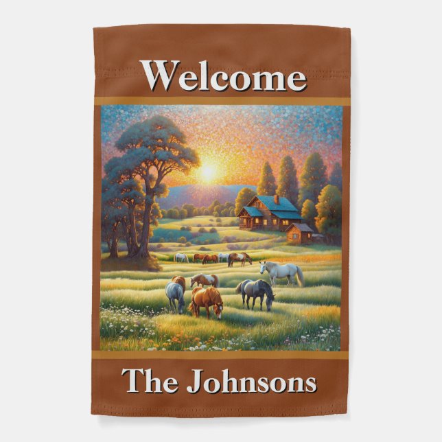 Welcome Horse Farm Garden Flag (Front)