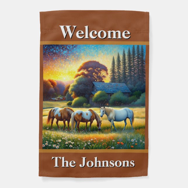 Welcome Horse Farm Garden Flag (Front)