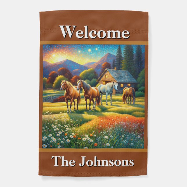 Welcome Horse Farm Garden Flag (Front)