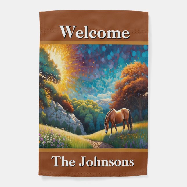 Welcome Horse Farm Garden Flag (Front)