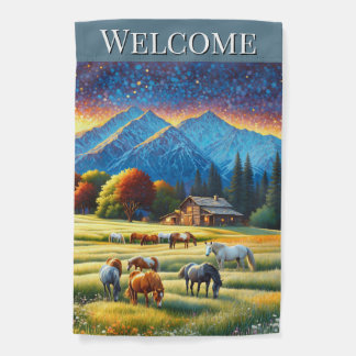 Welcome Horse Farm Garden Flag