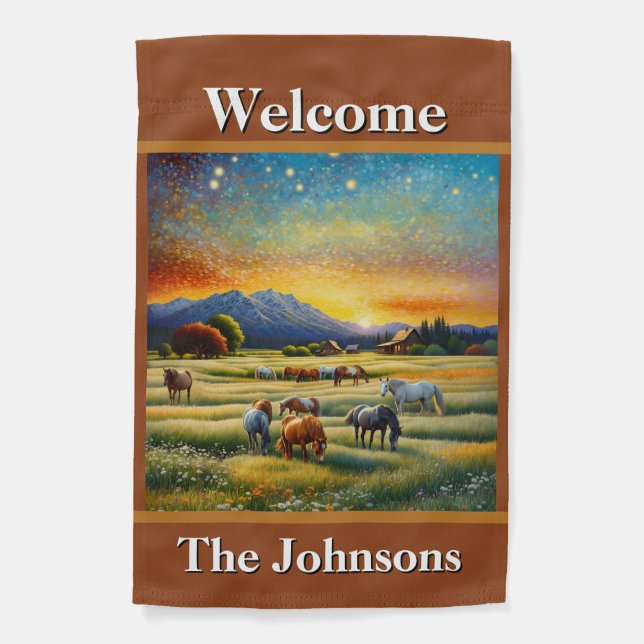 Welcome Horse Farm Garden Flag (Front)