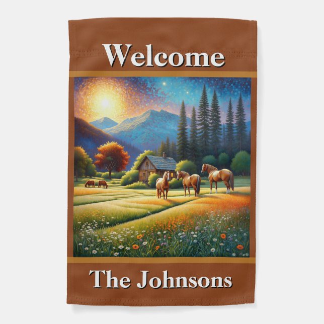 Welcome Horse Farm Garden Flag (Front)