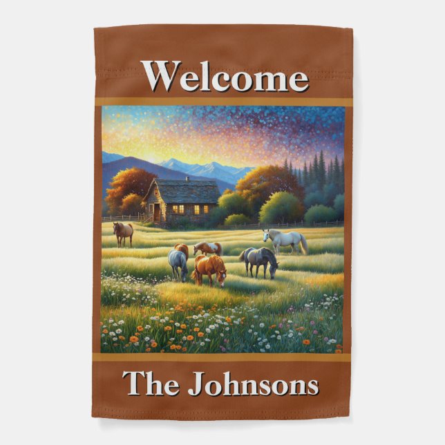 Welcome Horse Farm Garden Flag (Front)