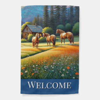 Welcome Horse Farm Garden Flag