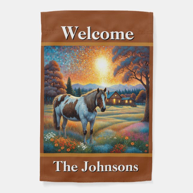 Welcome Horse Farm Garden Flag (Front)