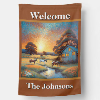 Welcome Horse Farm House Flag