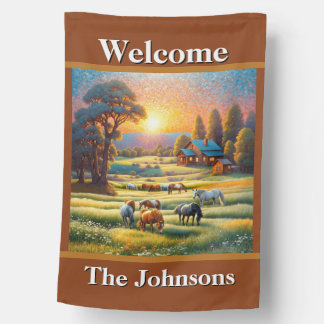 Welcome Horse Farm House Flag