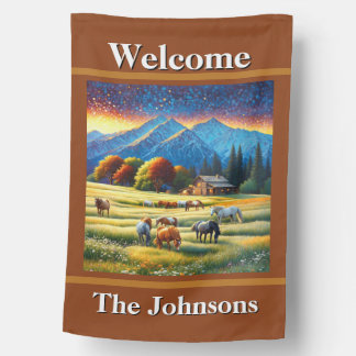 Welcome Horse Farm House Flag