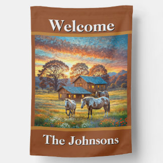 Welcome Horse Farm House Flag
