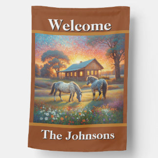 Welcome Horse Farm House Flag