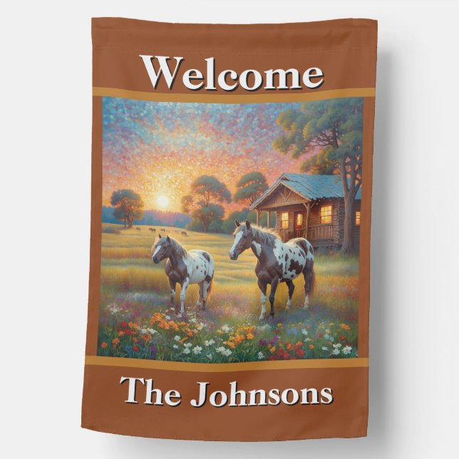 Welcome Horse Farm House Flag (Front)