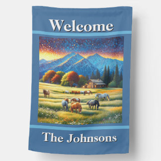 Welcome Horse Farm House Flag