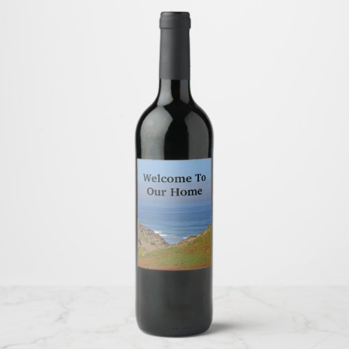 Welcome House Guest Beach Dunes Coastal Landscape  Wine Label