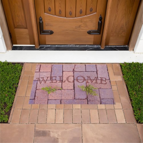 WELCOME Humorous Weeds In Walkway Paving Stones Doormat