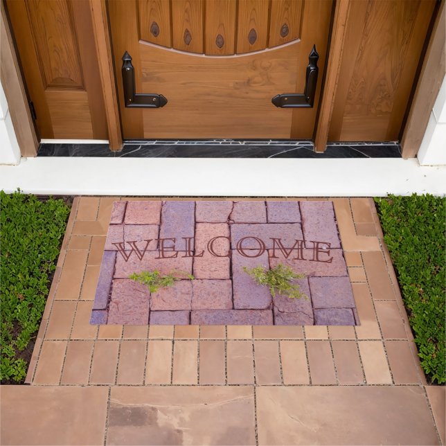 WELCOME Humorous Weeds In Walkway Paving Stones Doormat (Outdoor)