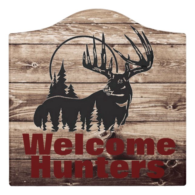 Welcome Hunters Door Sign (Large Crest Front)