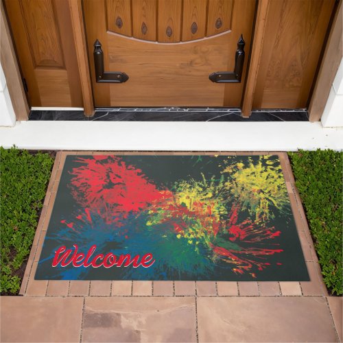 Welcome Impulsive Color Splash Toddler Art Doormat