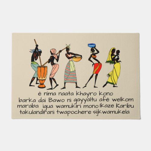 Welcome in 12 African languages Doormat