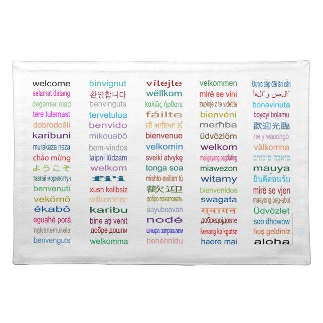 Welcome in 80 Languages Placemat (Front)
