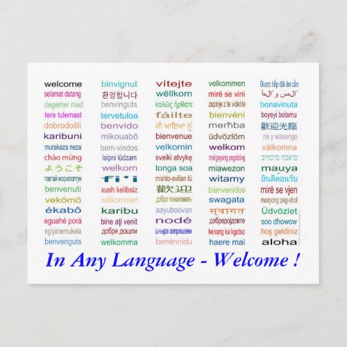 Welcome in 80 Languages Postcard