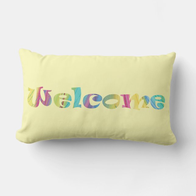 Welcome in Colorful Pastels Word Art Pillows (Front)