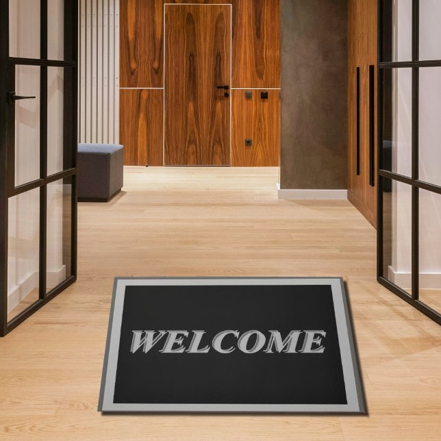 Welcome  in  gray and black doormat (Creator Uploaded)