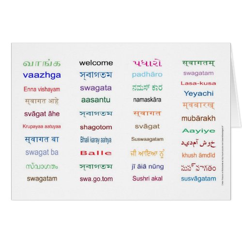 Welcome in Languages of India