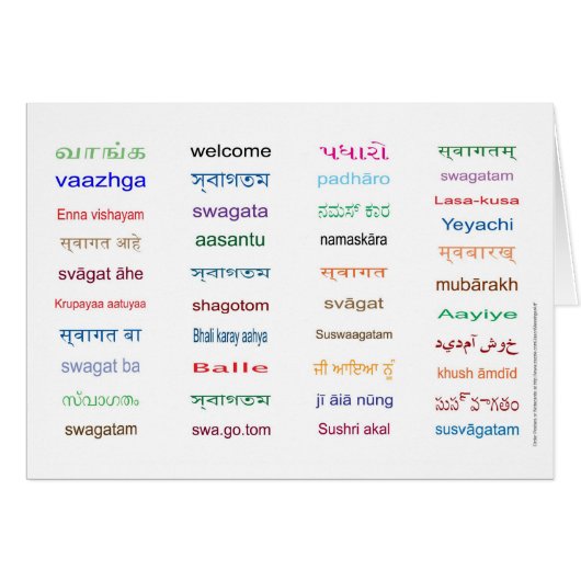 Welcome in Languages of India Cards (Front Horizontal)