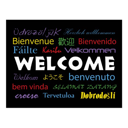 in Many Languages Colorful Postcard