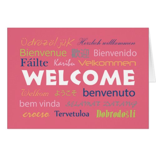 Welcome in Many Languages Pink Cute Personalize