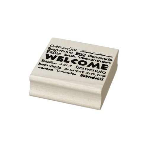 Welcome in Many Languages Text Typography Rubber Stamp