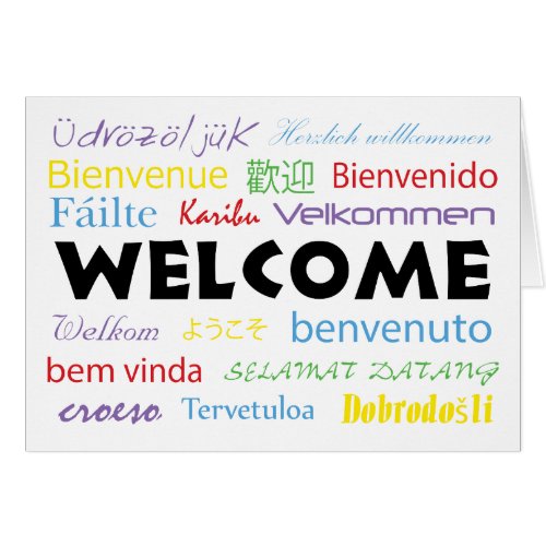 Welcome in Many Languages White Personalize