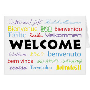 Welcome in Many Languages White Personalize Cards