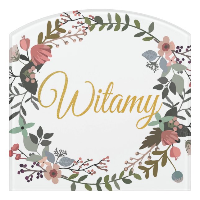 Welcome in Polish Poland Gift Door Sign (Contour Front)