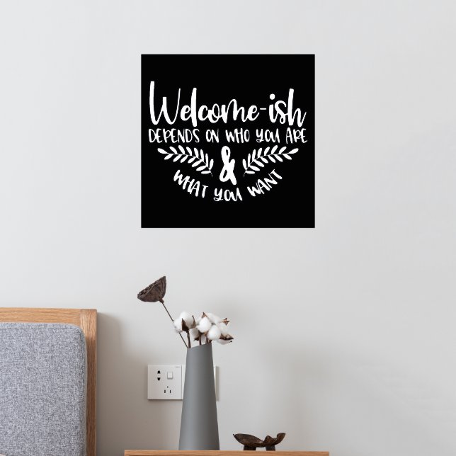 Welcome-ish Silver Foil Humorous Prints (In Situ (Bedroom 2))